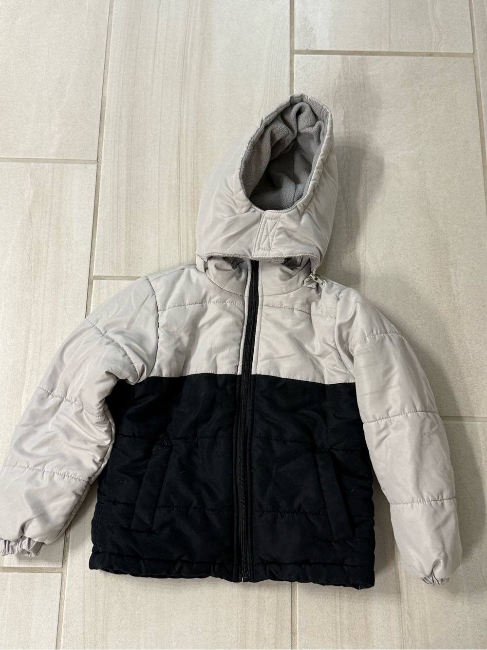 Toddler Boys Warm Colorblock Puffer Coat Jacket Gray & Navy Size 5/6